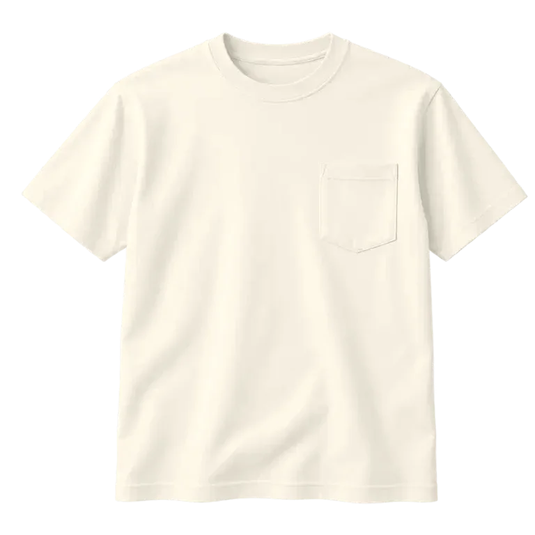 Heavyweight Pocket Tee blank in Ivory